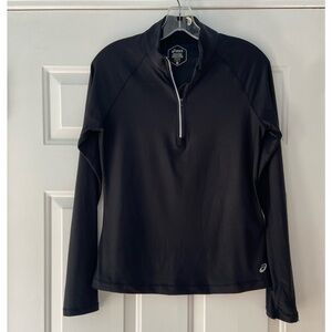 Asics Black Long Sleeve Quarter-Zip Performance Top Size Small
